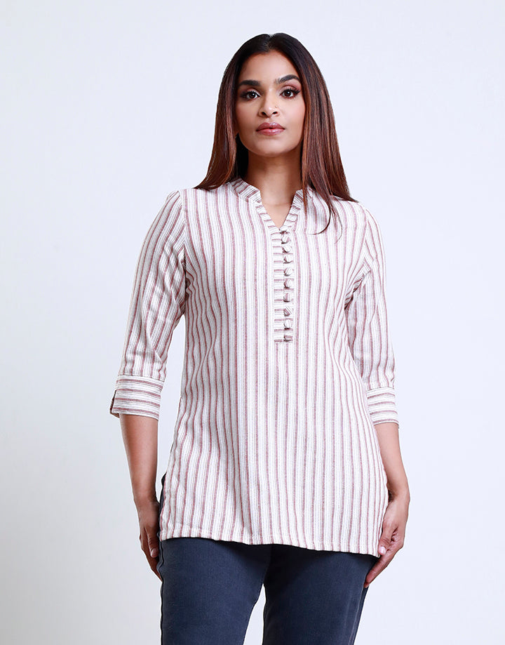 3/4 Sleeve Half Placket Strip Kurta