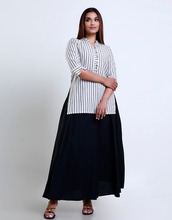 3/4 Sleeve Half Placket Strip Kurta