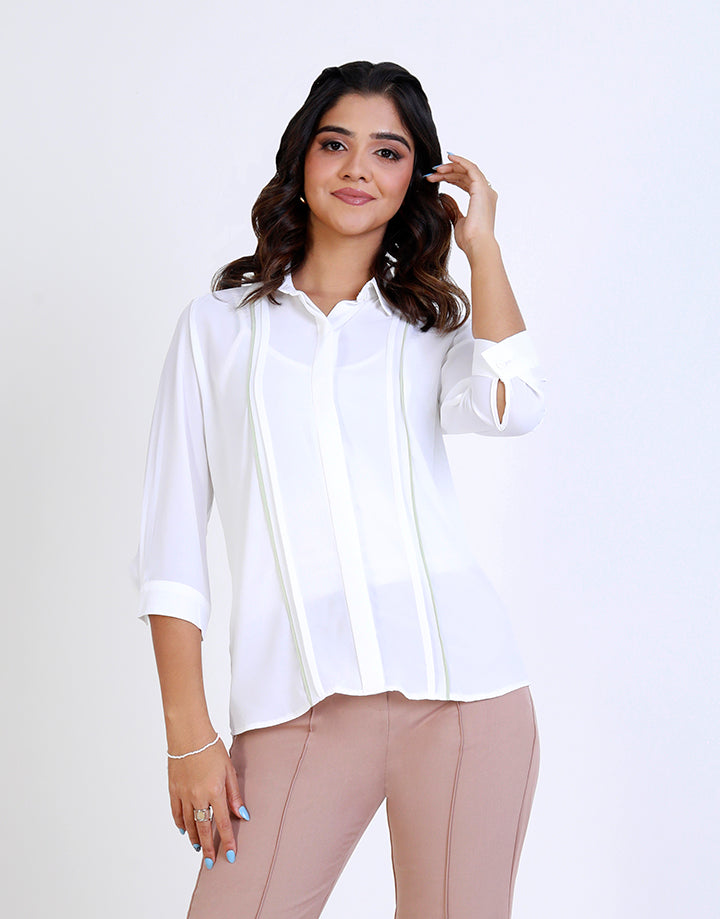 3/4 Sleeves Blouse with Piping Details