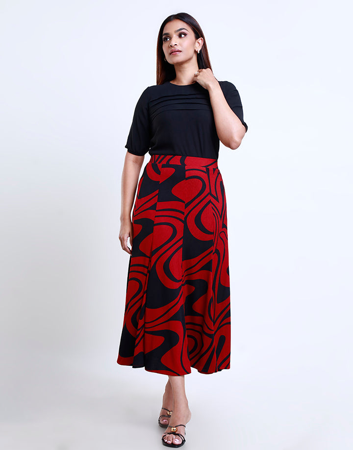 Round Neck Puff Sleeve Pintuck Top