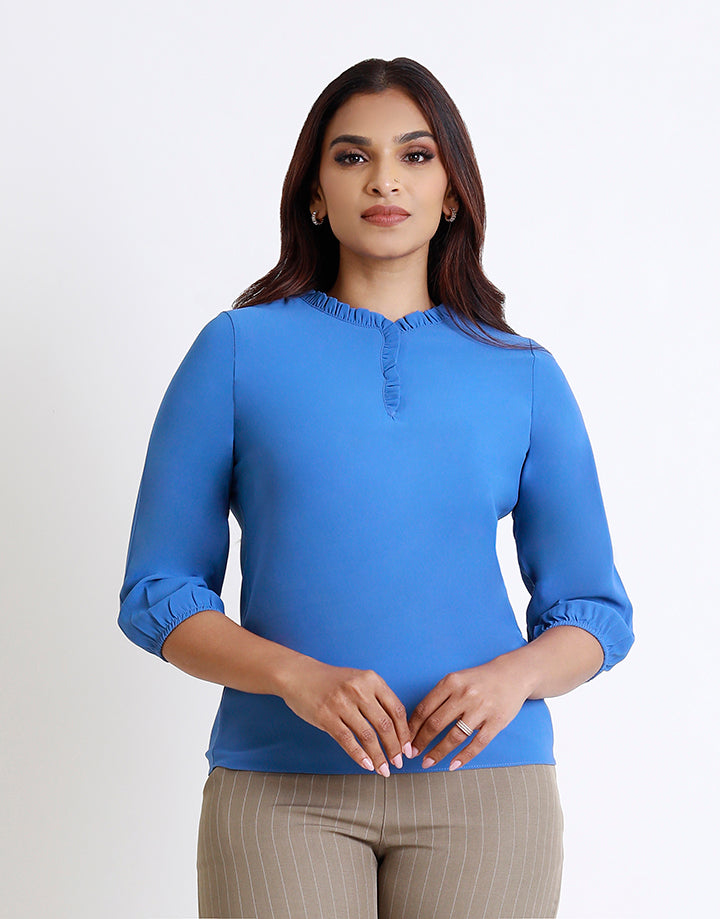 3/4 Sleeve with Neck Fril Detail Top
