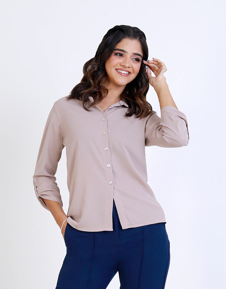 3/4 Tab Sleeves Shirt Blouse