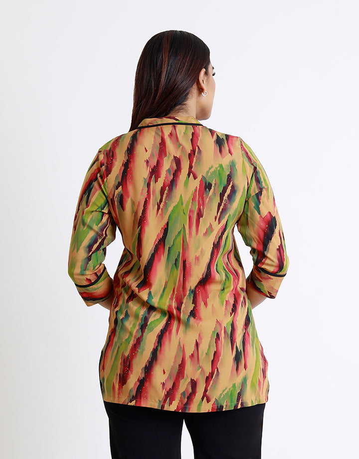 Piping Detailed Kurta with Slits