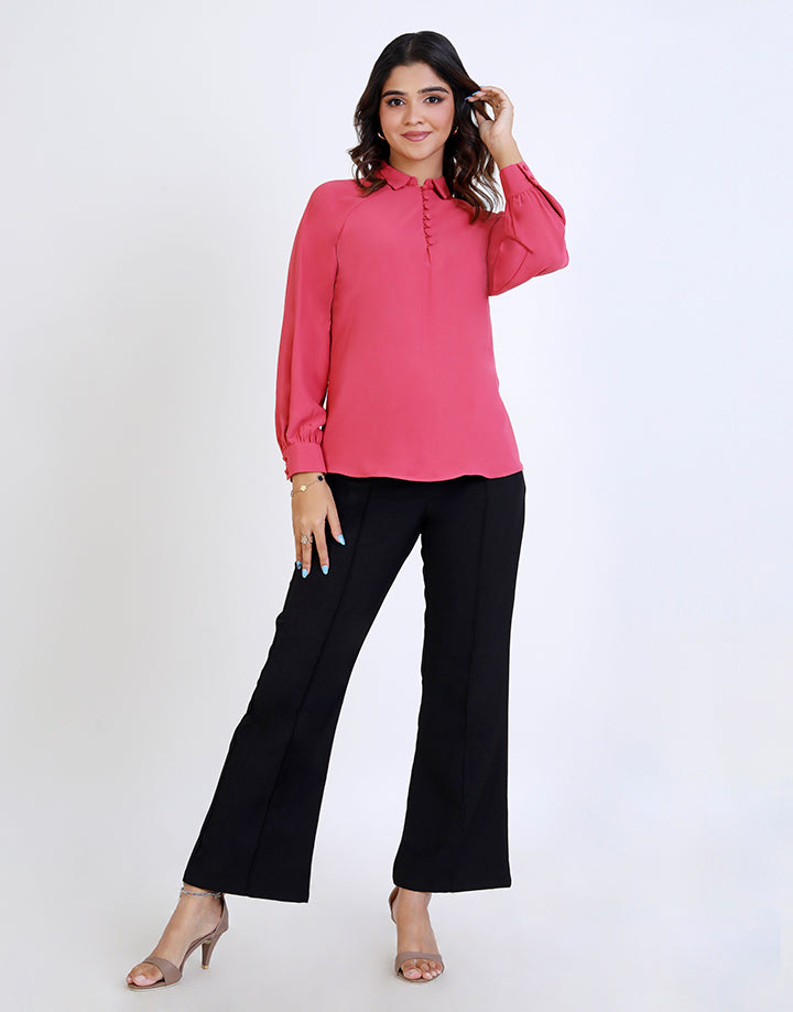 Reglan Sleeve Top with Loops and Buttons