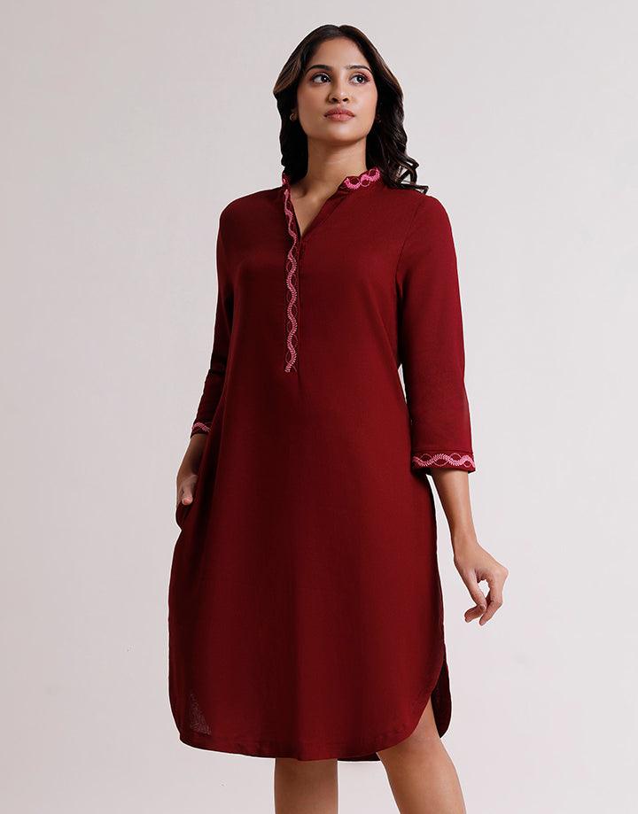 Embroidered Placket shirt Dress