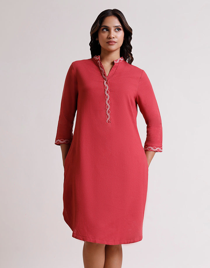 Embroidered Placket shirt Dress