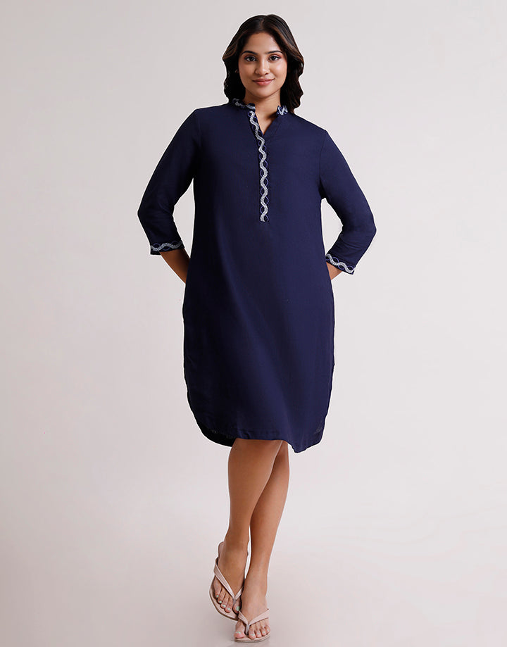 Embroidered Placket shirt Dress