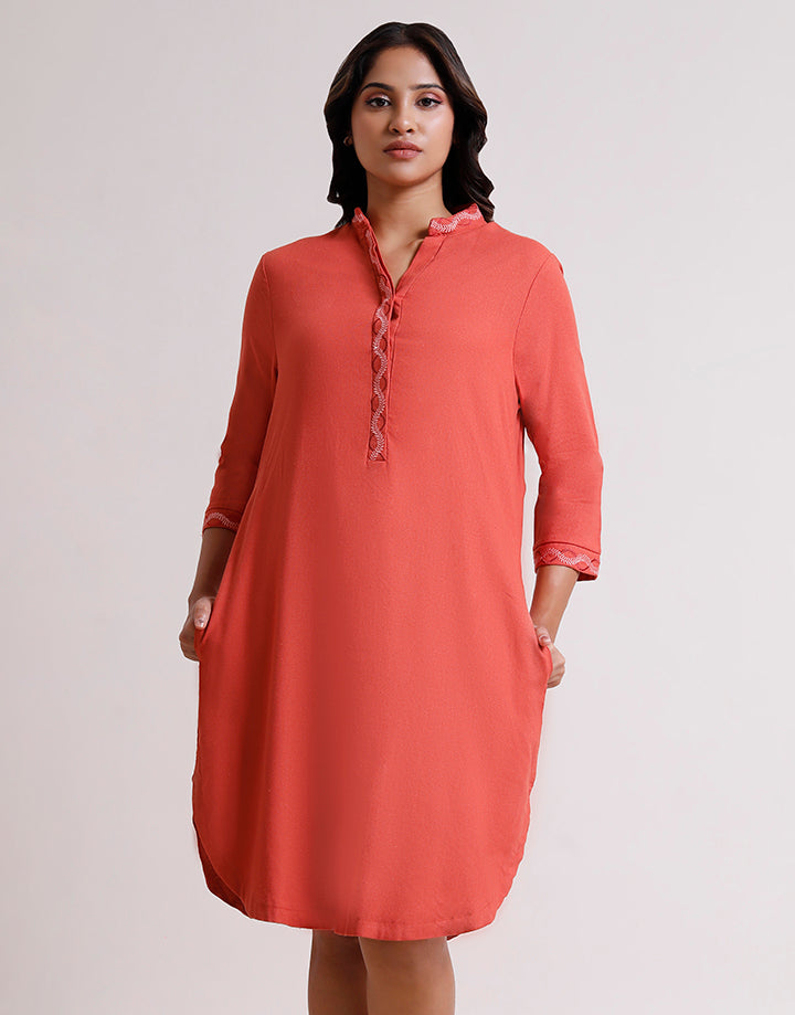 Embroidered Placket shirt Dress