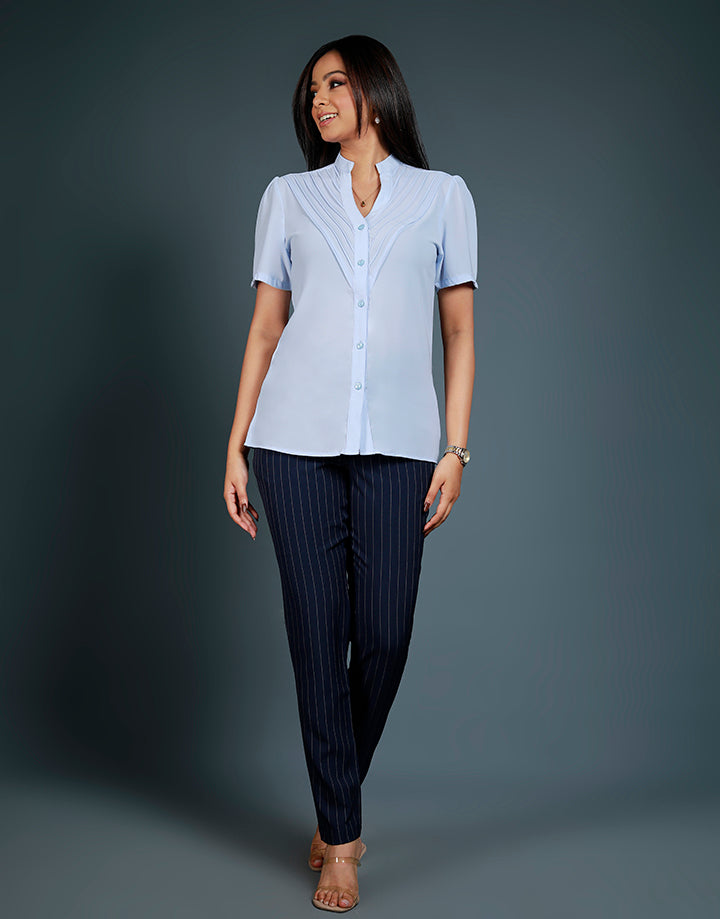 One Button Striped Office Pant