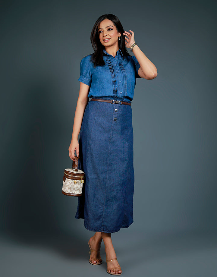 Standard Collar Blouse with Pintuck