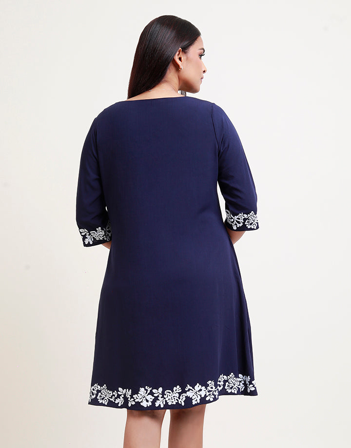 3/4 Sleeve Printed Short Dress