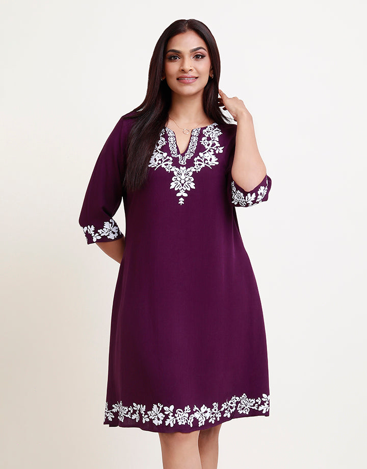 3/4 Sleeve Printed Short Dress