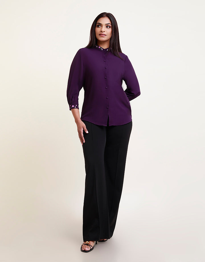 Chinese Collar with Embroidered Blouse