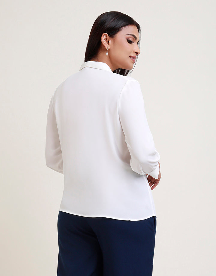 3/4 Sleeve with Collar Button Down Blouse