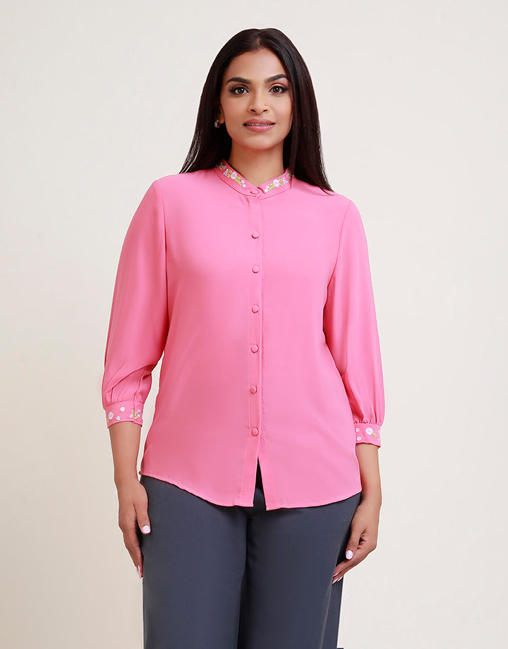 Chinese Collar with Embroidered Blouse