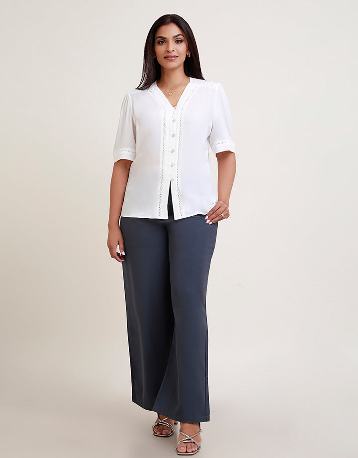 Button Loop with Ladder Detail Blouse