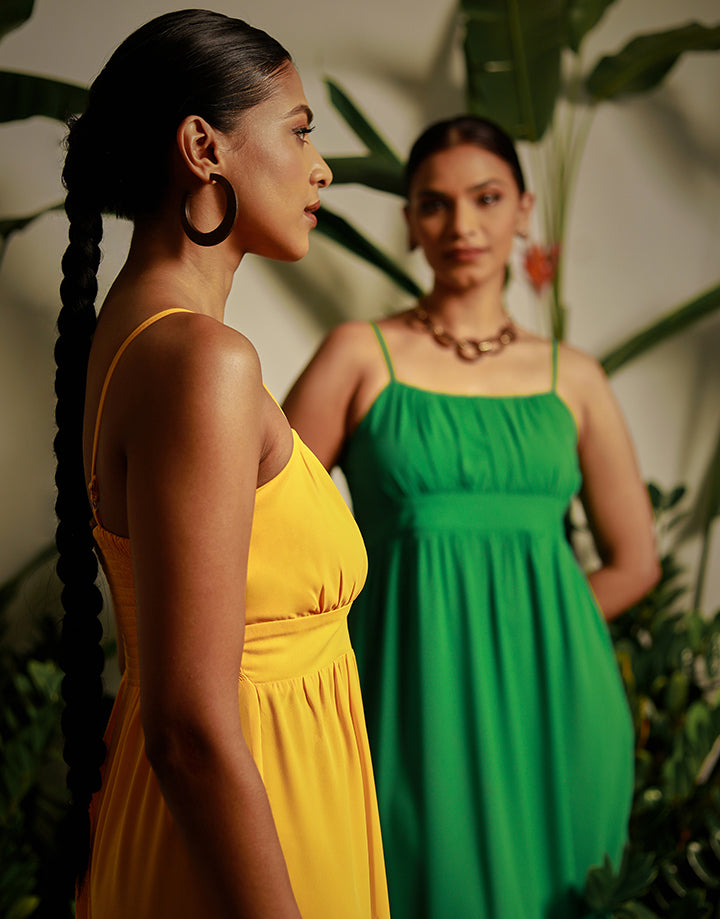 Front Gather Strap Short Dress