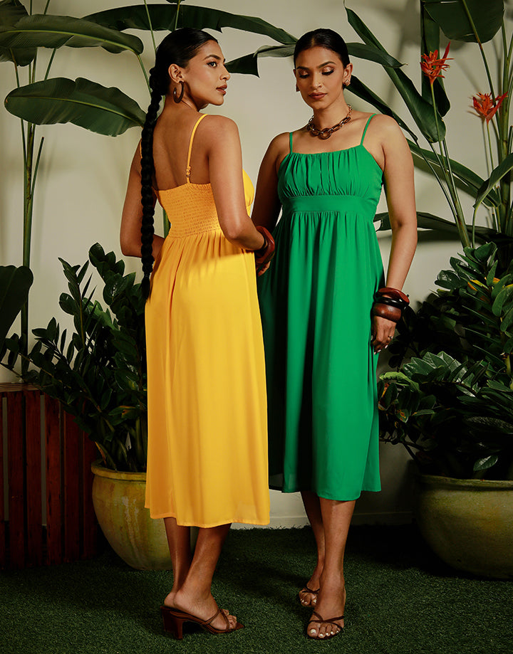 Front Gather Strap Short Dress