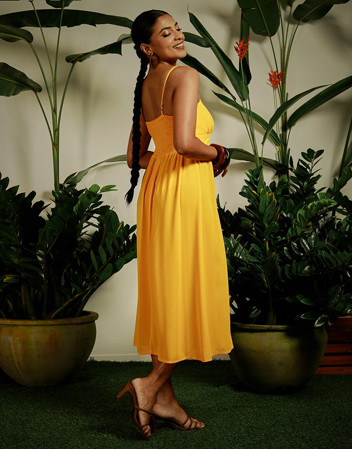 Front Gather Strap Short Dress