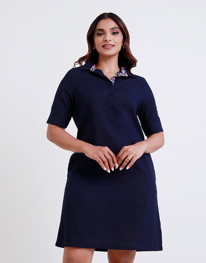 Half Placket Shirt Dress