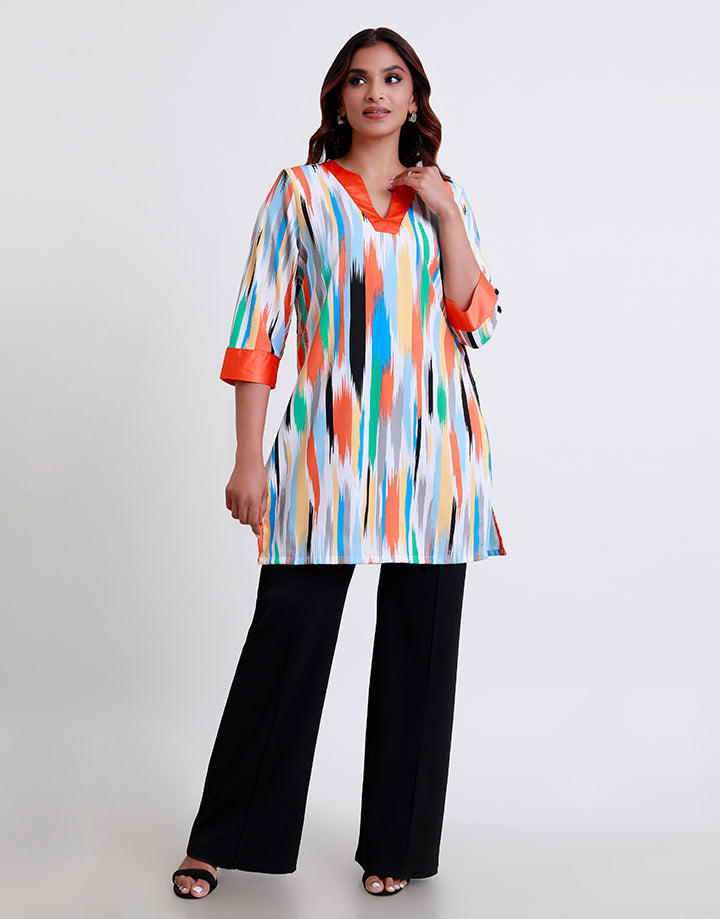 3/4 Sleeves with Printed Kurta