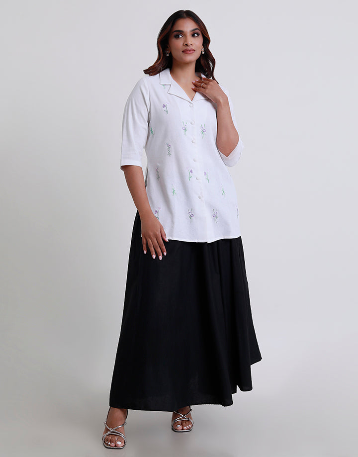 Cuban Collar Embroidery Kurta