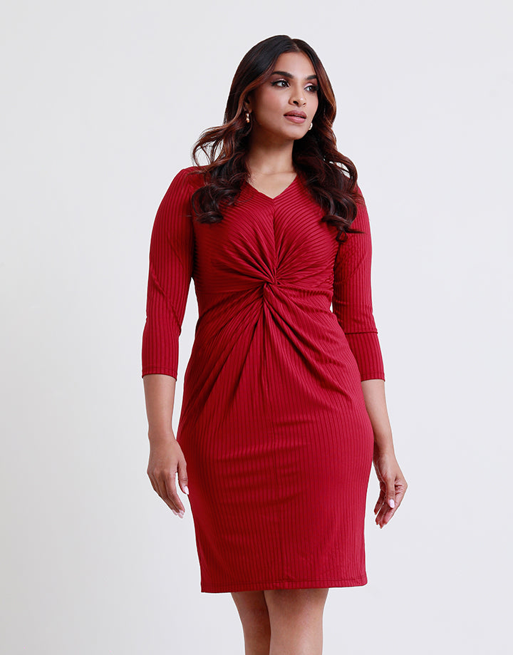 Knot Detail with 3/4 Sleeve Dress