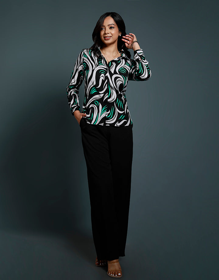 Button Down Blouse with Standard Collar