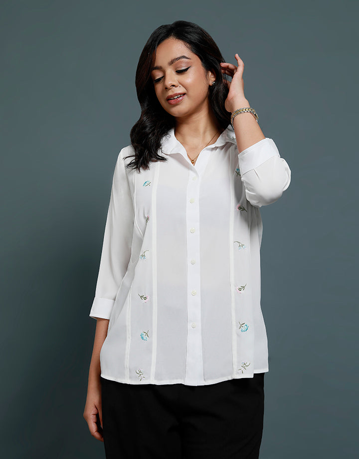 Embroidered Detail Shirt Blouse