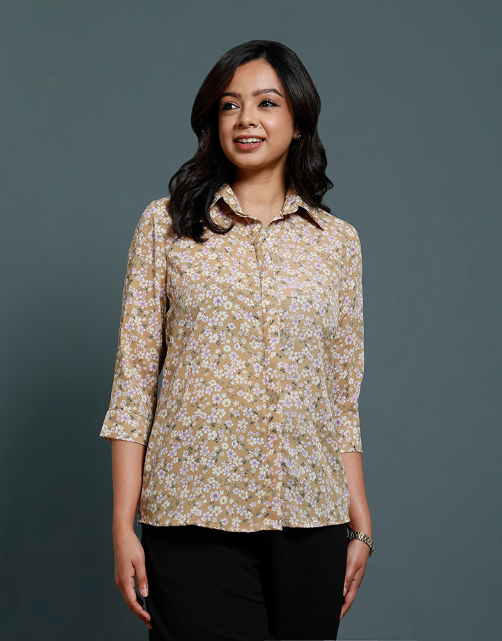 Stand Collar Button Down Blouse