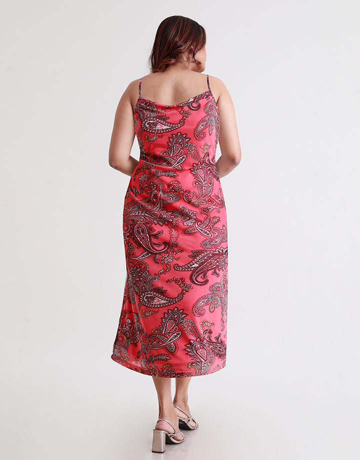 Cowl Neck Strappy Midi Dress