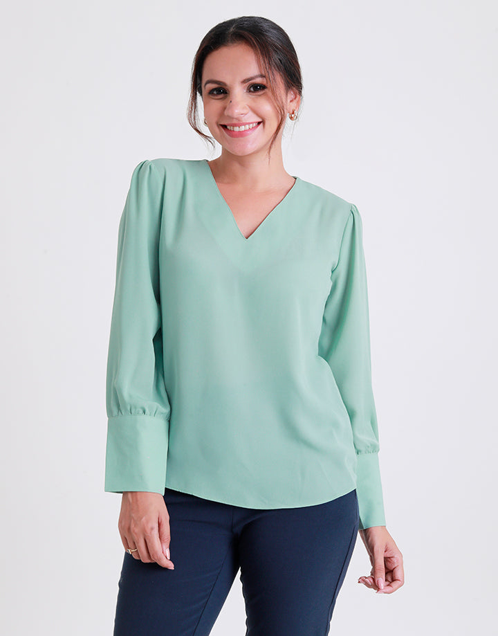 V-Neck Blouse With Long Sleeves