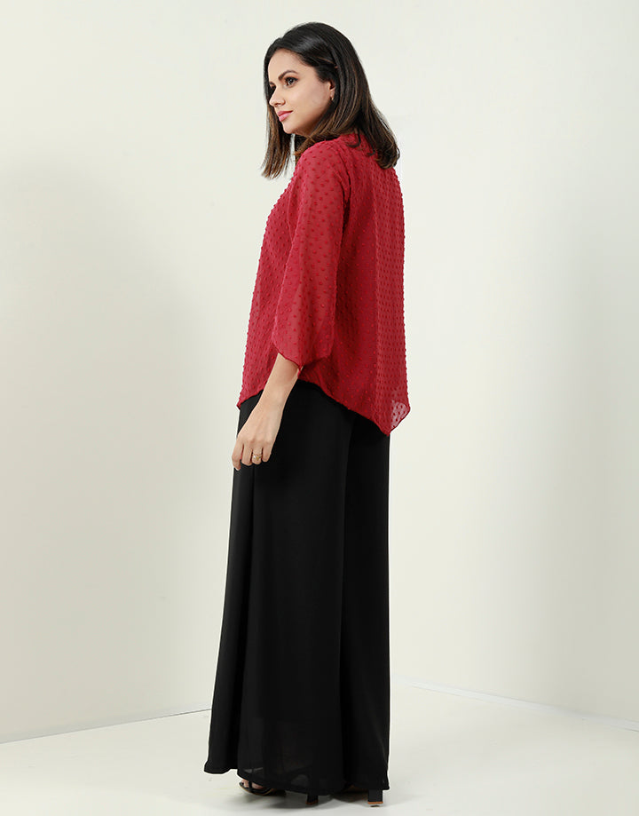 V-Neck Blouse with Asymmetrical Hem