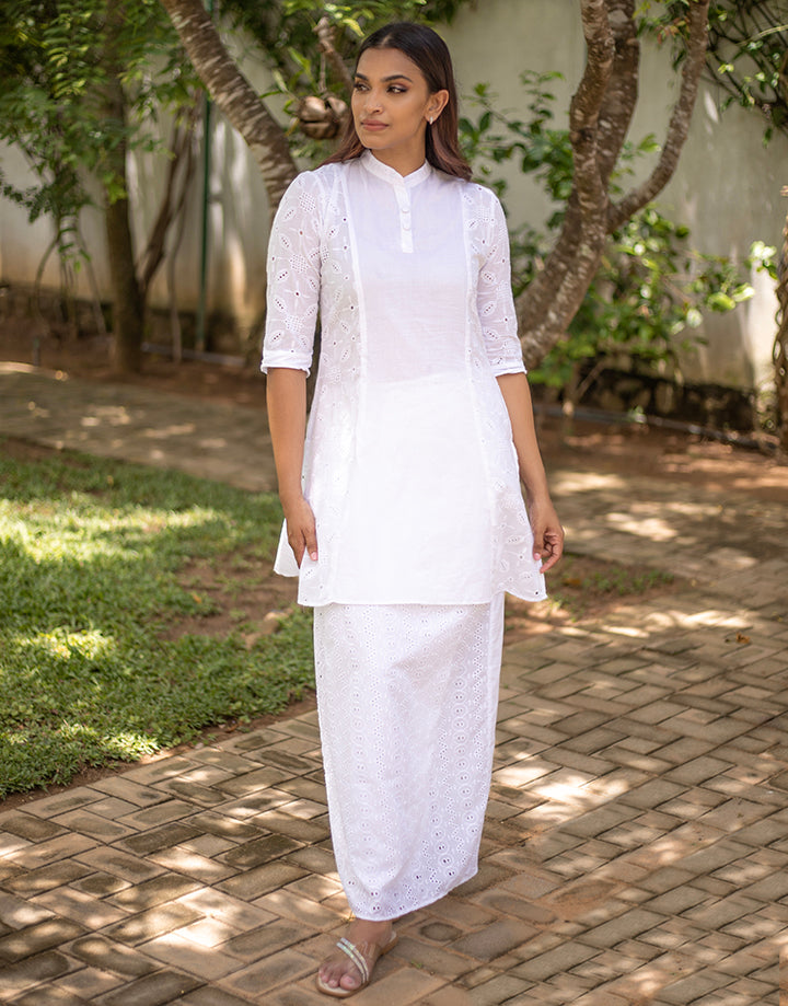 White Princess Line Kurtha with ¾ Sleeves