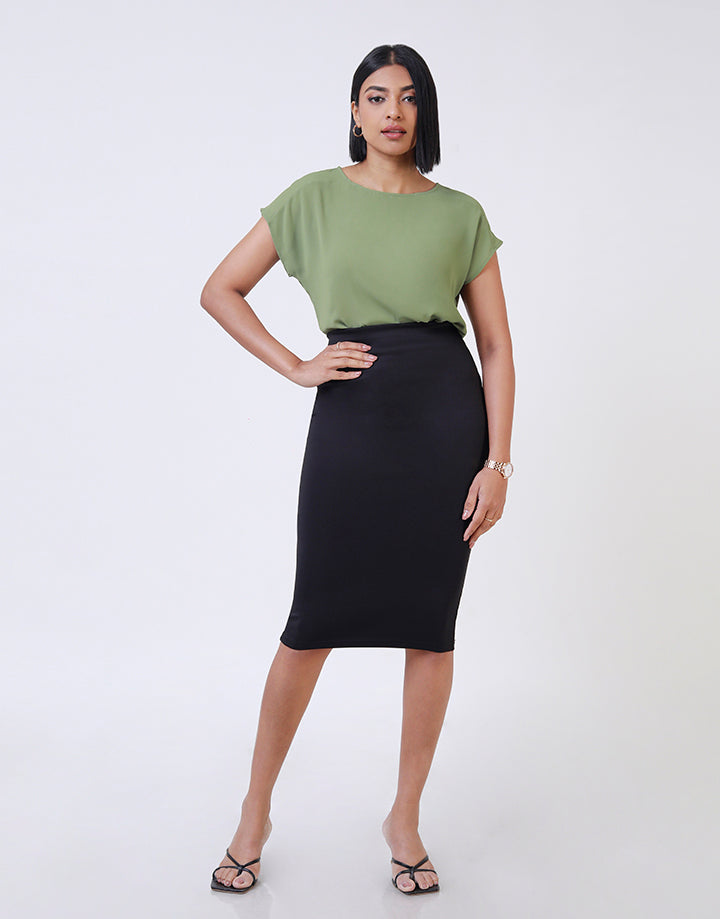 Batwing Sleeves Top with Back Keyhole