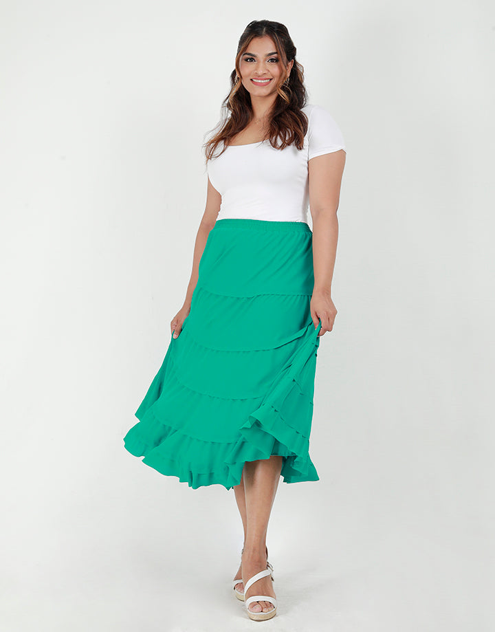 Tiered Skirt with Smocked Waist