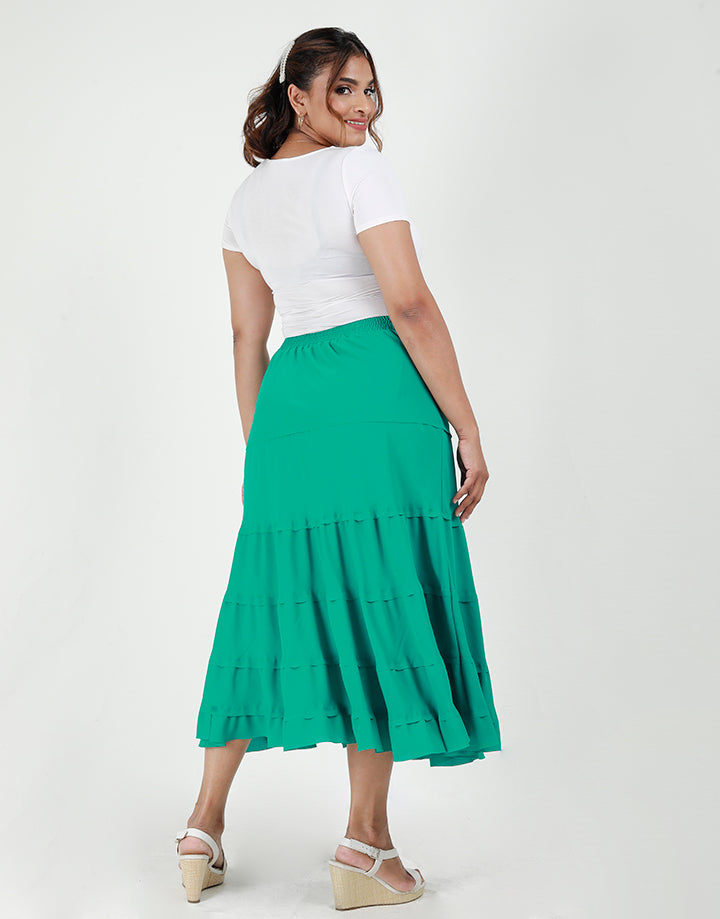 Tiered Skirt with Smocked Waist