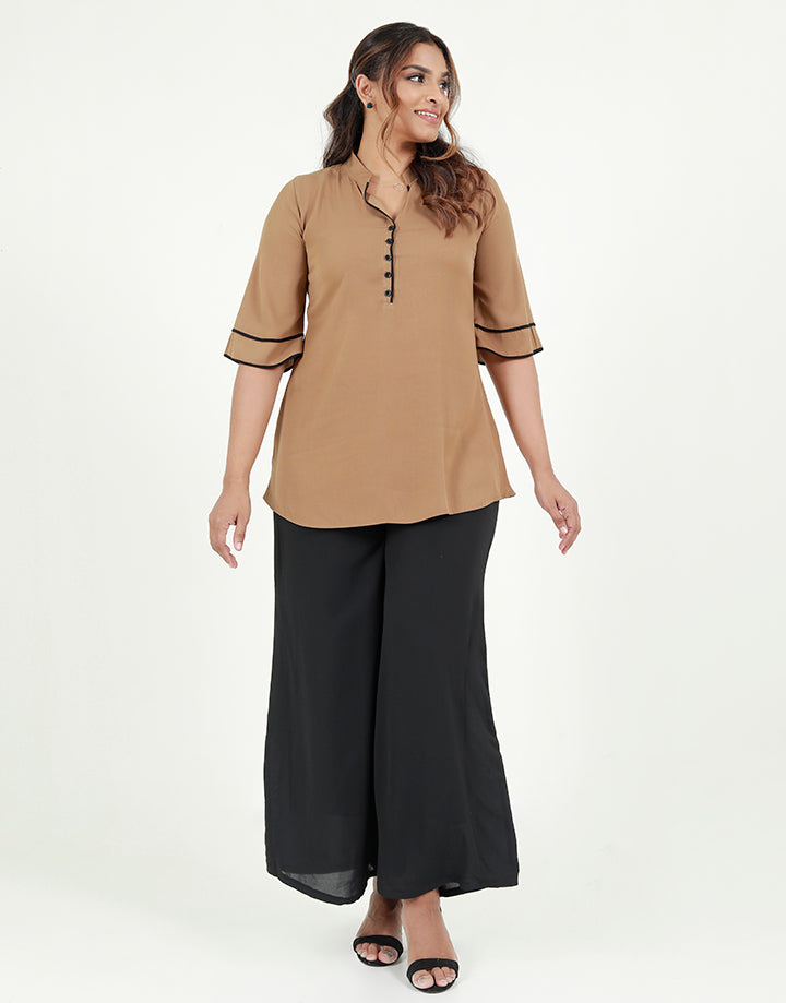 ¾ Sleeves Kurtha with Contrasting Piping