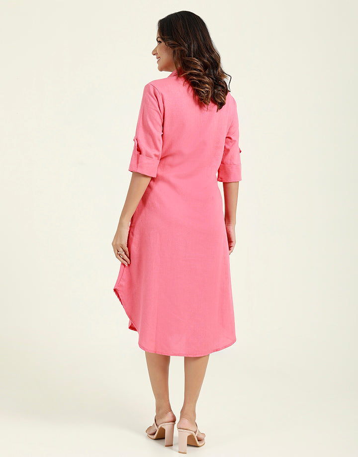 A-Line Collared Dress with Side Pockets