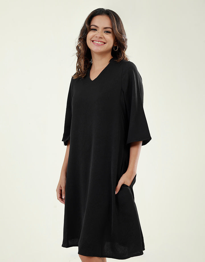 A-Line Dress with Chinese Collar
