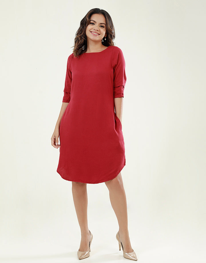A-Line Dress with Layered Sleeves