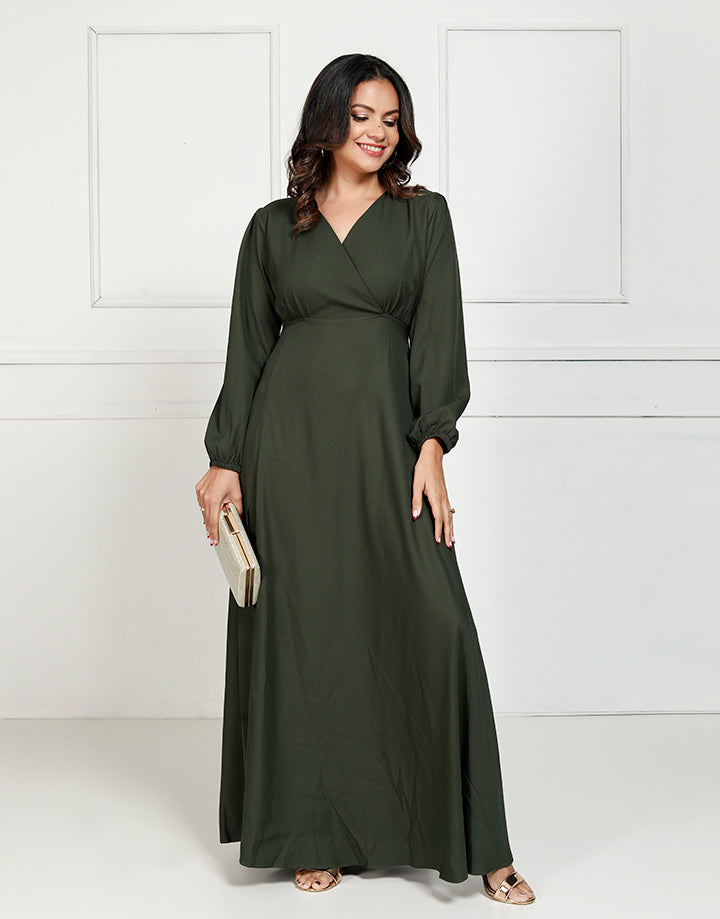 A-Line Maxi Dress with Long Sleeves