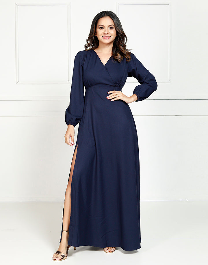 A-Line Maxi Dress with Long Sleeves
