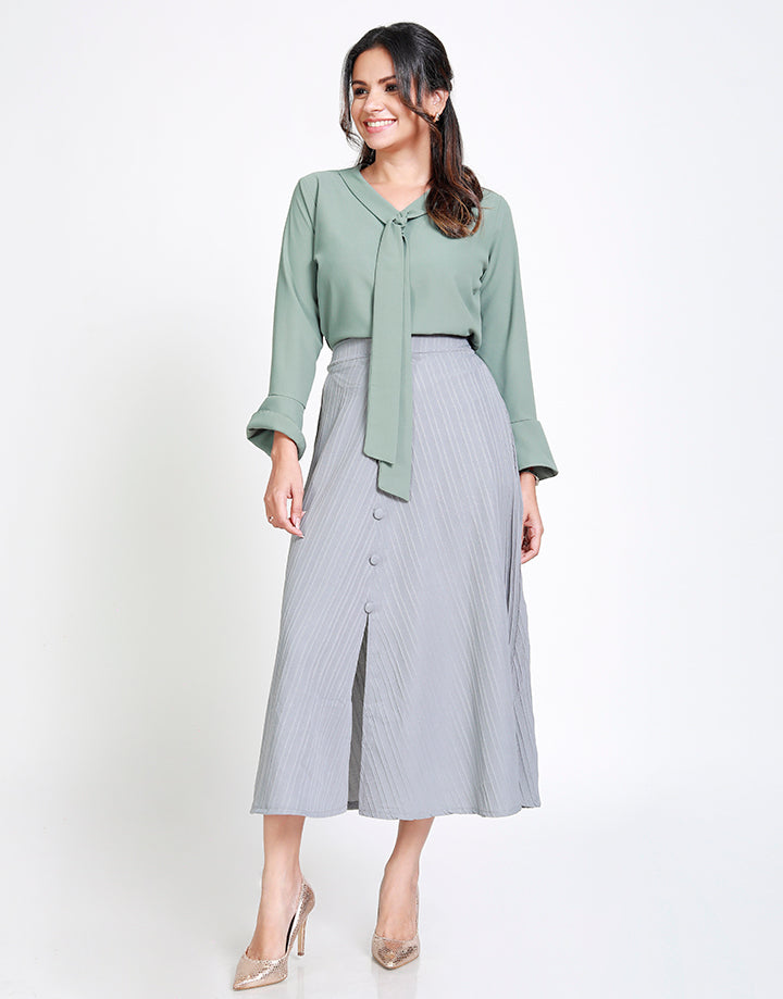 A-Line Midi Skirt with Buttons