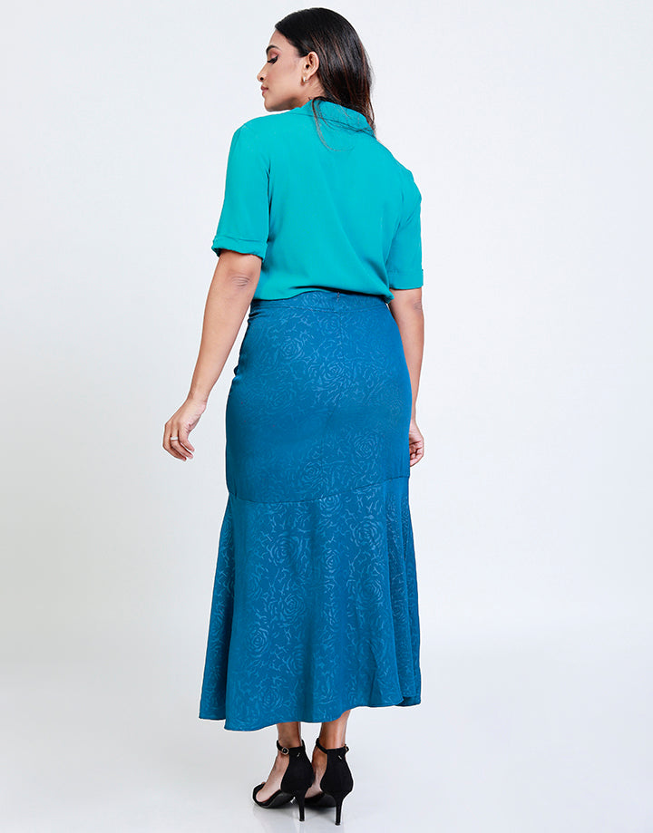 A-Line Midi Skirt with Front Slit