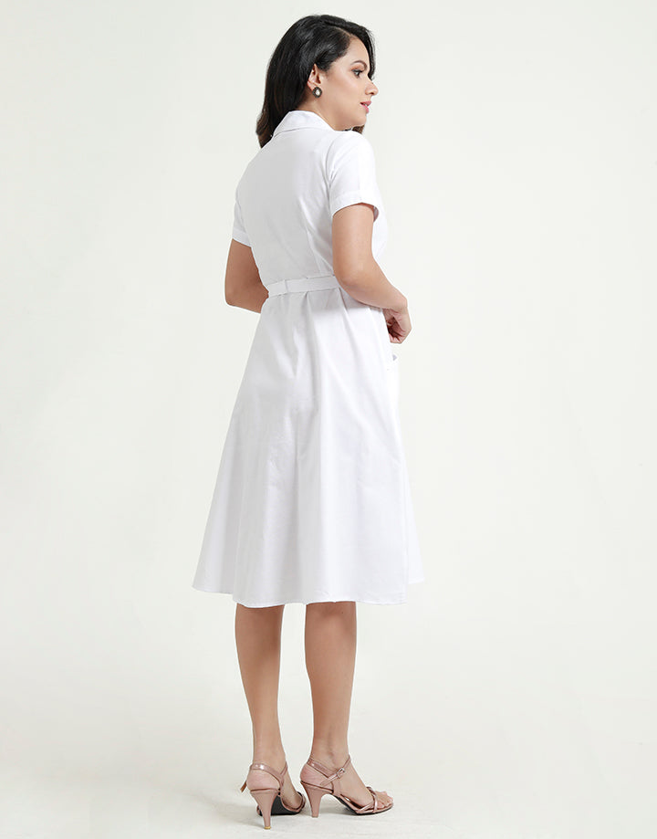 A-Line Shirt Dress With Tie Up Belt