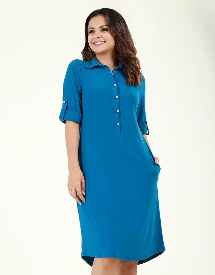 A-Line Shirt Dress with Tab Sleeves – Spring & Summer