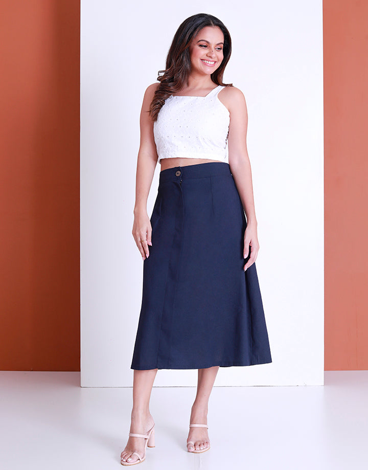 A-Line Skirt with Back Elastic Waist