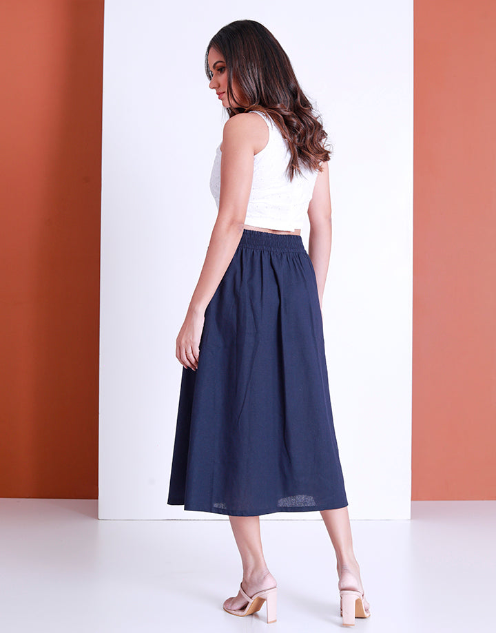 A-Line Skirt with Back Elastic Waist