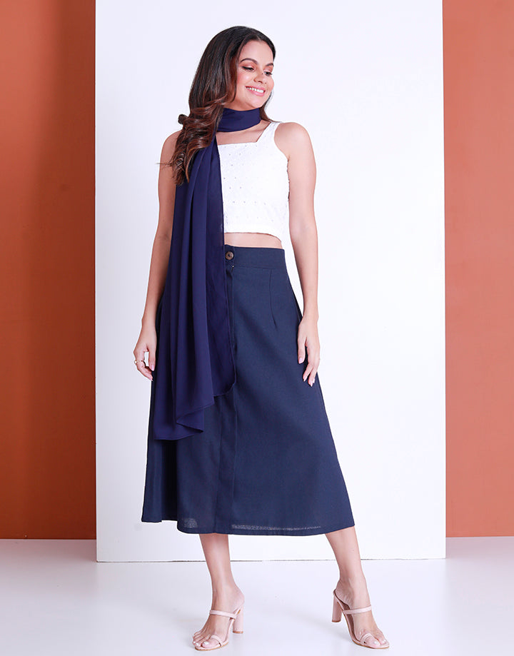 A-Line Skirt with Back Elastic Waist